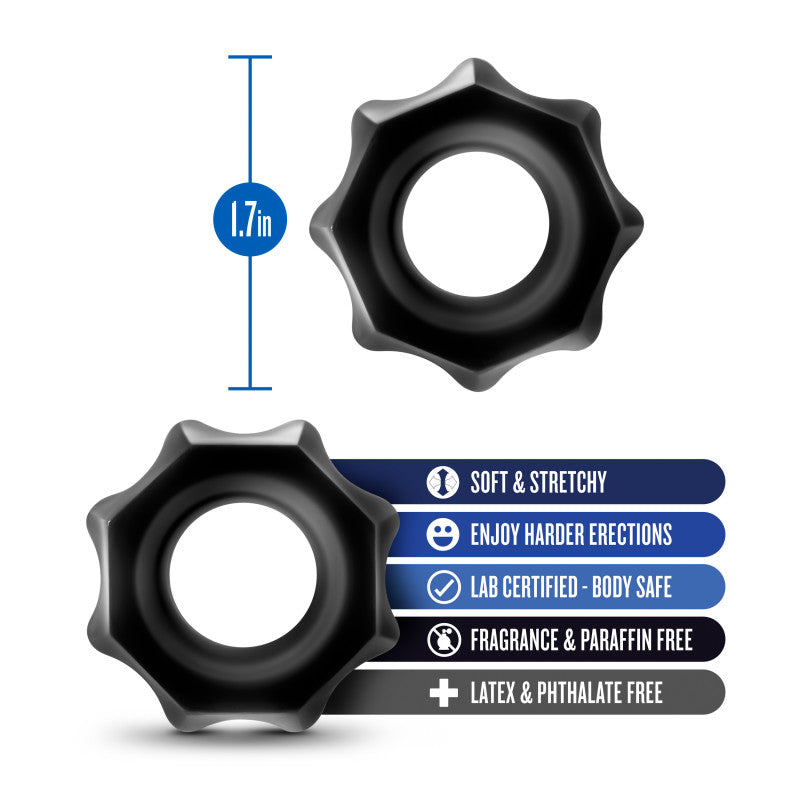 Stay Hard Nutz - Cock Rings - Set of 2, soft and stretchy design, enhances harder erections, body-safe materials.