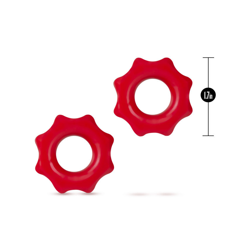Stay Hard Nutz -  Cock Rings - Set of 2, red super-stretchy C-rings for enhancing pleasure and comfort.