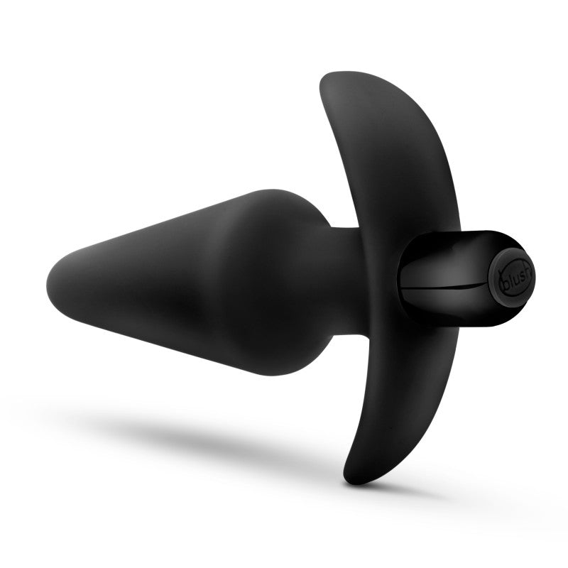 Anal Adventures Platinum Vibrating Plug -  12.7 cm (5'') Vibrating Butt Plug in sleek black silicone design.
