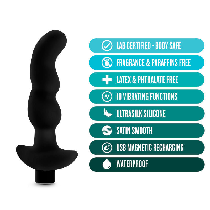 Anal Adventures Platinum Vibrating Prostate Massager 03 - USB Rechargeable 15.2 cm Prostate Massager with 10 functions.