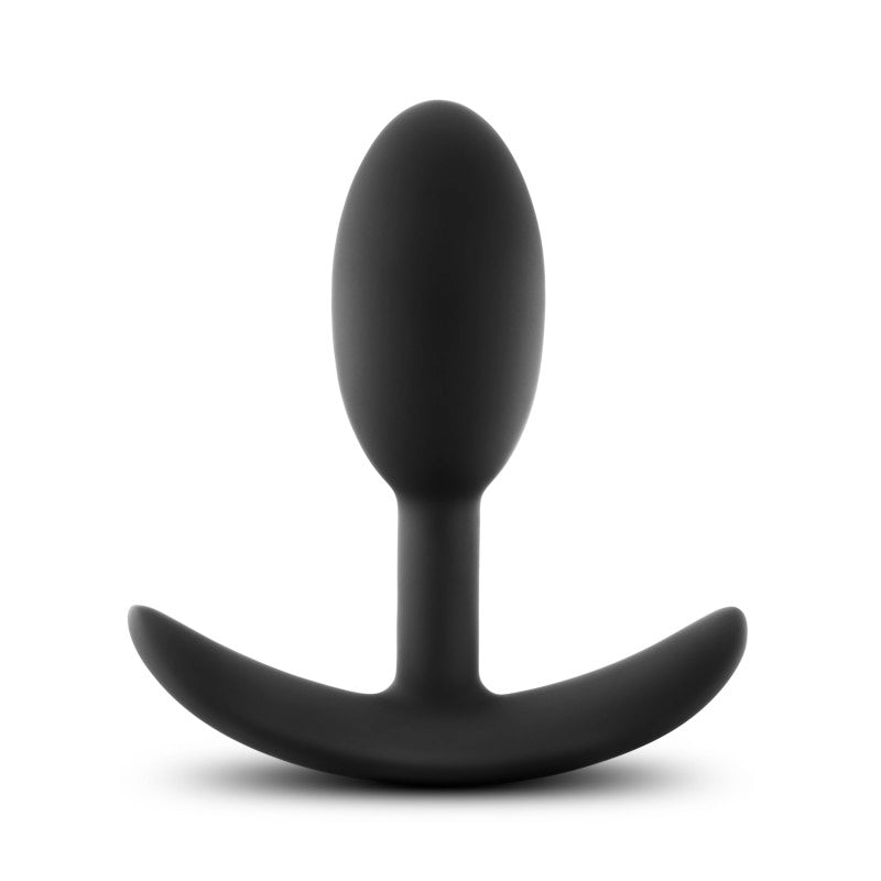 Anal Adventures Platinum Vibra Slim Plug -  8.9 cm Small Butt Plug with Internal Ball on display.