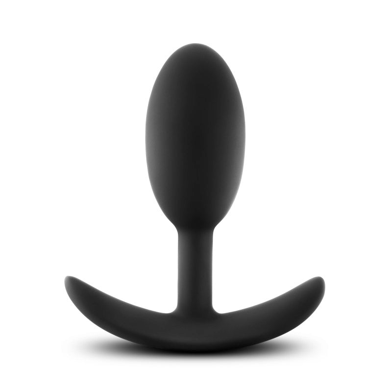 Anal Adventures Platinum Vibra Slim Plug -  10.1 cm Butt Plug with Internal Ball in sleek black silicone.