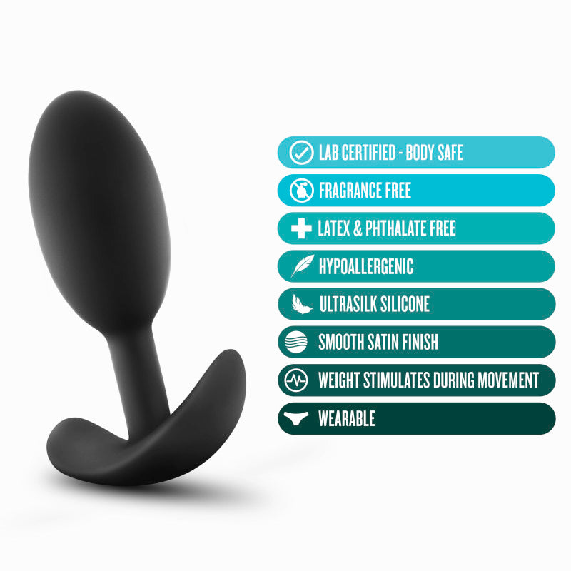 Anal Adventures Platinum Vibra Slim Plug -  10.1 cm Butt Plug with Internal Ball features a satin finish, is body safe, and wearable.