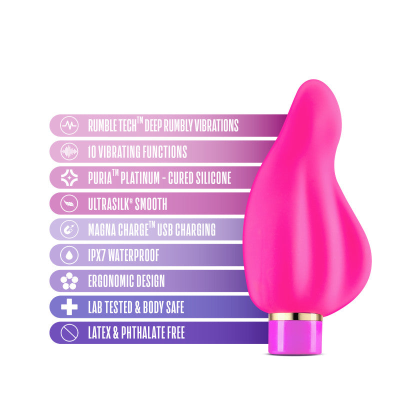 Aria Epic AF - Fuschia USB Rechargeable Stimulator features Rumble Tech, 10 vibrating functions, and IPX7 waterproof design.