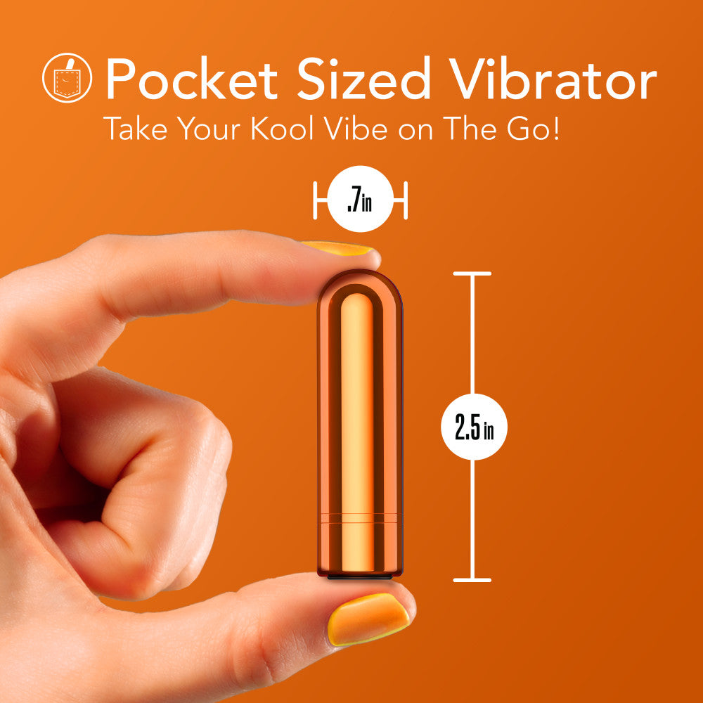 Kool Vibes - Rechargeable Mini Bullet - Tangerine - Orange 6.4 cm USB Rechargeable Bullet in hand for on-the-go fun.