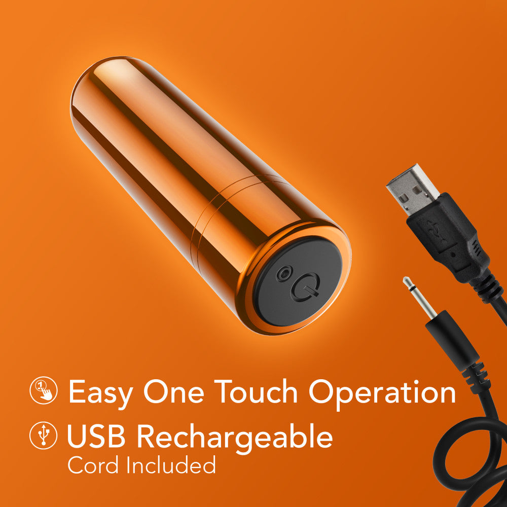 Kool Vibes - Rechargeable Mini Bullet - Tangerine - Orange 6.4 cm USB Rechargeable Bullet with easy one touch operation.