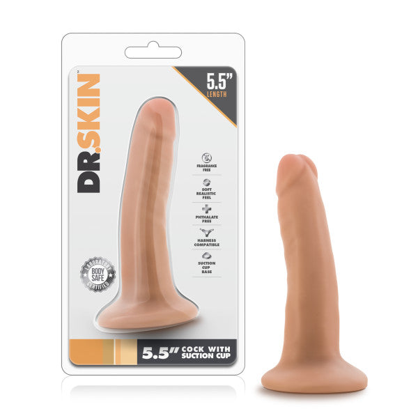 Dr. Skin 5.5'' Cock with Suction Cup - 14 cm (5.5'') Dong packaged and displayed on a clear background.