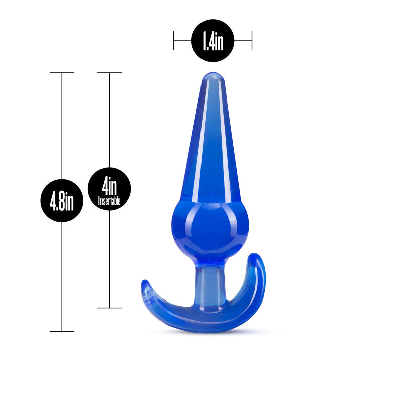 B Yours Large Anal Plug -  12.2 cm Butt Plug, blue anal toy with tapered tip and ergonomic base, 4.8in length.