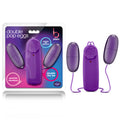 B Yours Double Pop Eggs - Plum Dual Vibrating Eggs in packaging and display, perfect intimate essentials for her.