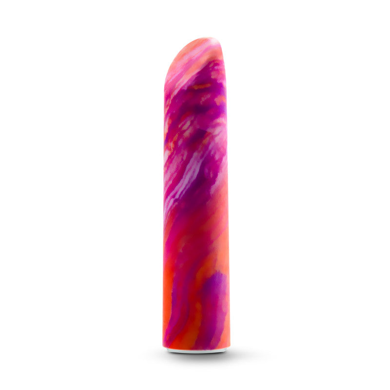 Limited Addiction Fiery - Power Vibe - Coral 10.2 cm USB Rechargeable Bullet in vibrant pink and orange swirl design