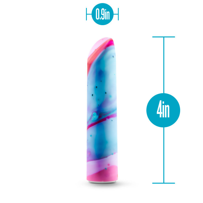 Limited Addiction Fascinate - Power Vibe - Peach 10.2 cm USB Rechargeable Bullet in vibrant colors with measurements.