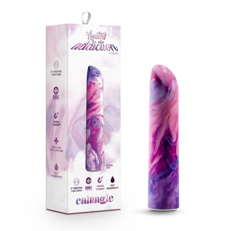 Limited Addiction Entangle - Power Vibe - Lilac 10.2 cm USB Rechargeable Bullet with vibrant packaging.