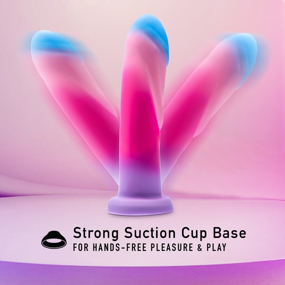 Avant - Borealis Dreams - Cotton Candy 19.7 cm Dildo displayed with strong suction cup base for hands-free pleasure.
