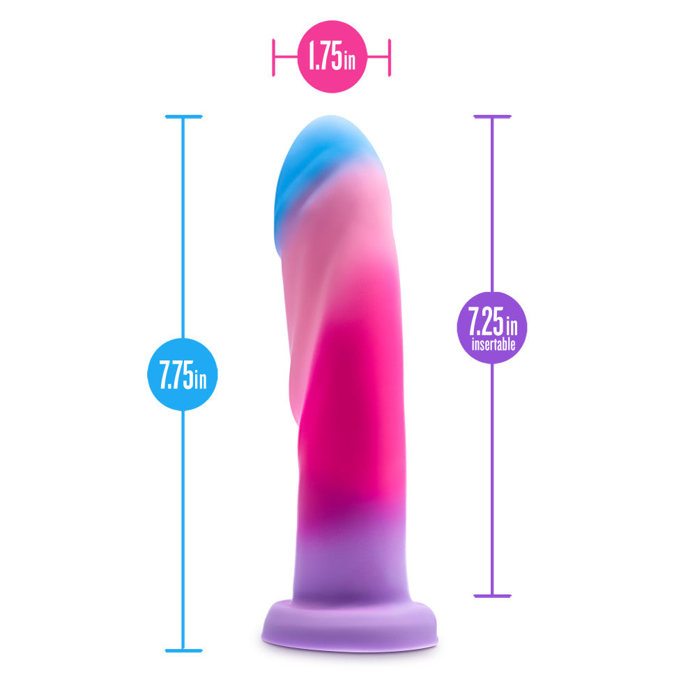 Avant - Borealis Dreams - Cotton Candy 19.7 cm Dildo with measurements and vibrant colors for intimate essentials.