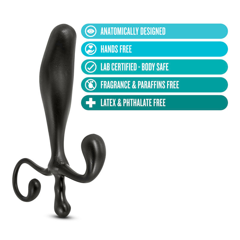 Anal Adventures Prostate Stimulator - 12.7 cm Prostate Massager with anatomical design and hands-free use.
