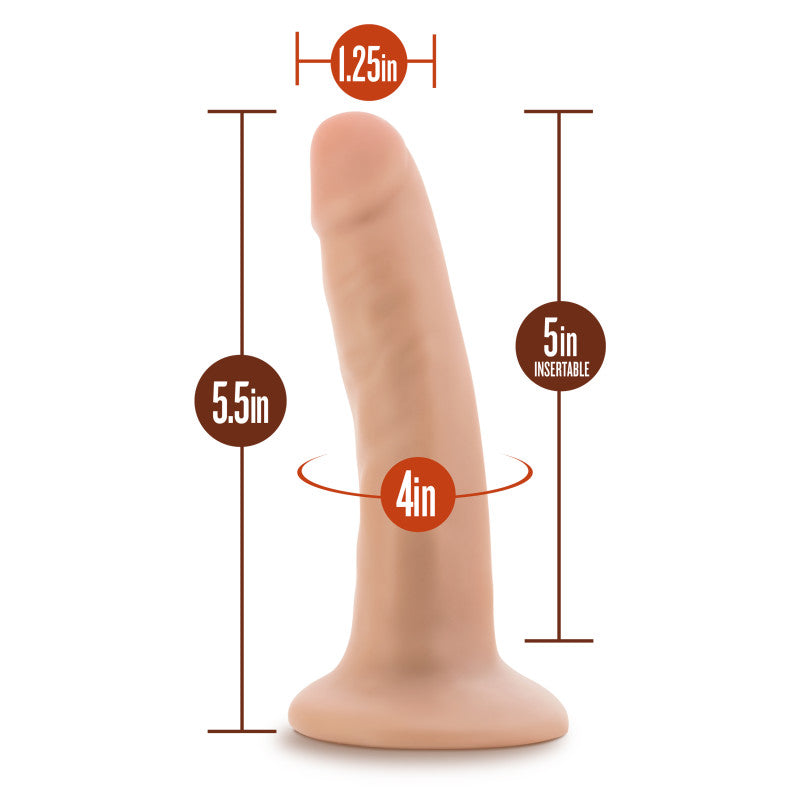 Dr. Skin Silicone Dr. Lucas - 14 cm Dong dimensions showing 5.5in length and 1.25in width with suction cup base.