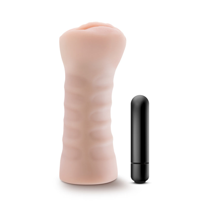M for Men Ashley -  Vibrating Vagina Stroker with black bullet vibrator, designed for optimal pleasure and comfort.