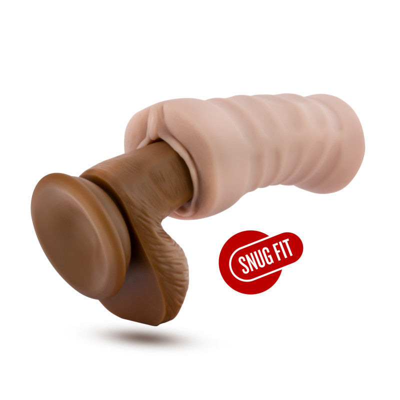 M for Men Ashley -  Vibrating Vagina Stroker demonstrating snug fit and realistic design.