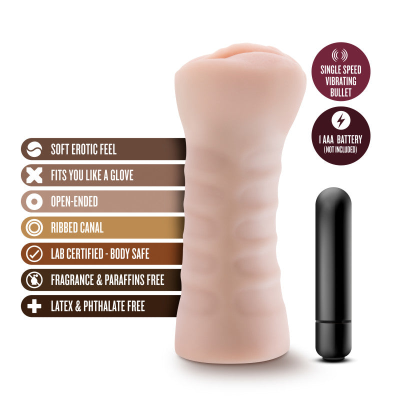 M for Men Ashley -  Vibrating Vagina Stroker features a lifelike design with vibrating bullet for enhanced pleasure.