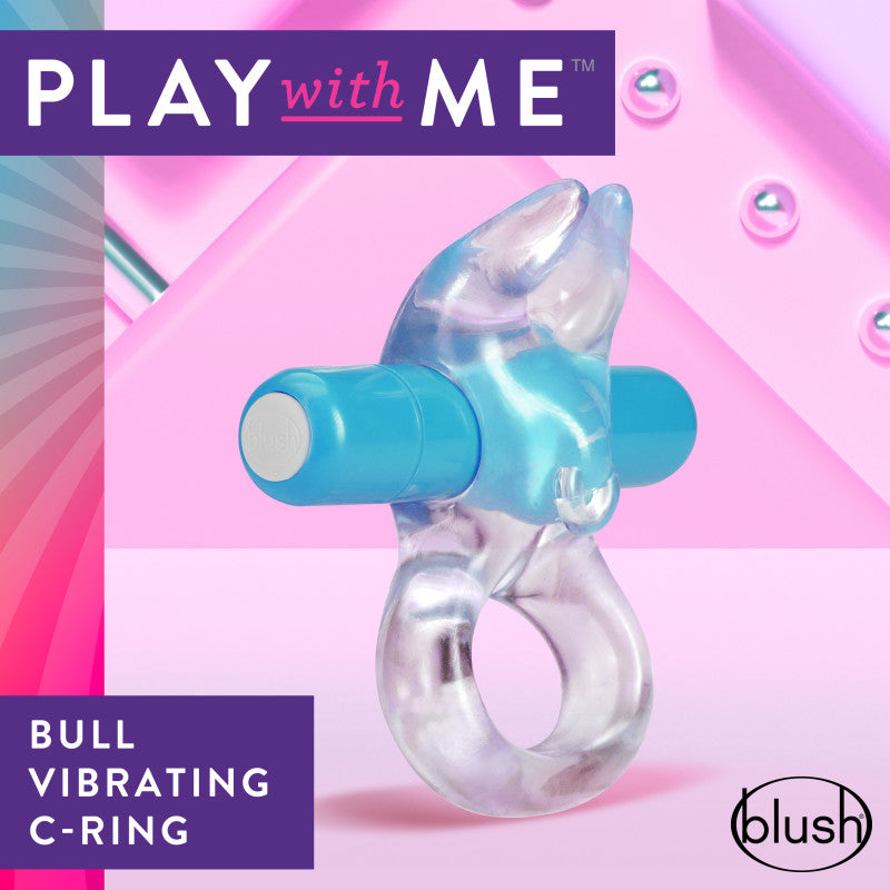 Play With Me Bull Vibrating C-Ring - Clear/ Vibrating Cock Ring for enhanced pleasure and intimate experiences.
