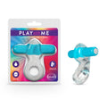 Play With Me Delight Vibrating C-Ring - Clear/ Vibrating Cock Ring packaging with waterproof design and soft texture.