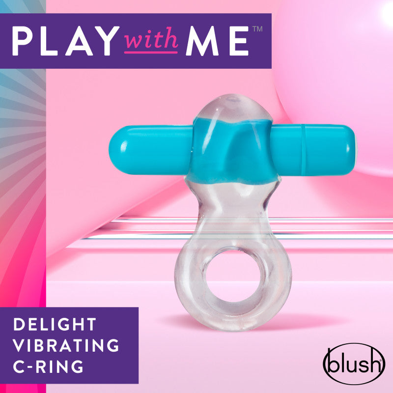Play With Me Delight Vibrating C-Ring - Clear/ Vibrating Cock Ring for enhanced intimacy and pleasure.
