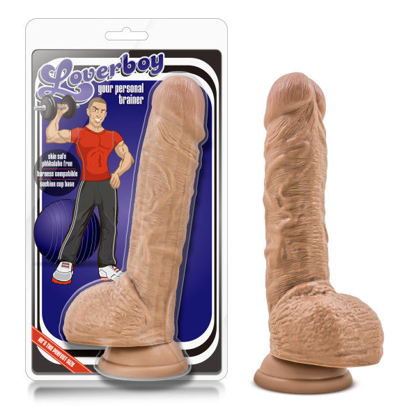Coverboy - Your Personal Trainer - Brown 22.9 cm (9'') Dong featured in packaging with details on its size and safety.