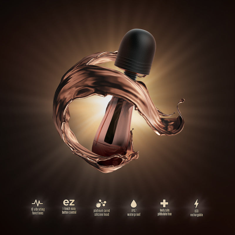 Lush Chloe -  USB Rechargeable Mini Massager Wand showcasing 10 vibration functions and sleek design with waterproof features.