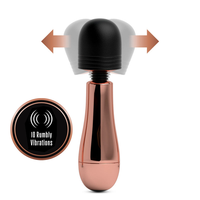 Lush Chloe -  USB Rechargeable Mini Massager Wand with 10 rumbly vibrations and rose gold accents.