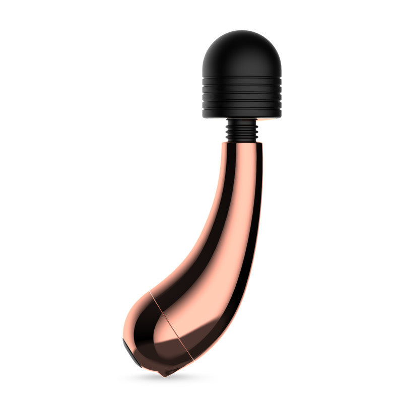 Lush Callie - USB Rechargeable Mini Massager Wand in rose gold and black, showcasing its sleek design and versatile function.