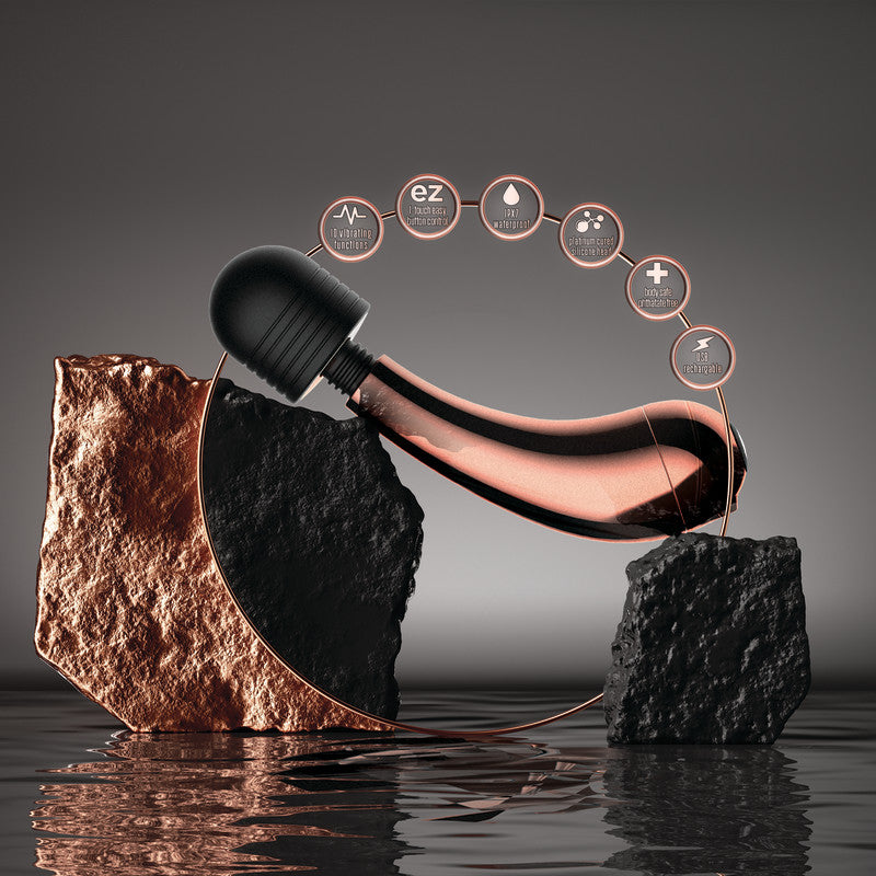 Lush Callie - USB Rechargeable Mini Massager Wand with sleek design and rose gold accents, perfect for intimate pleasure.