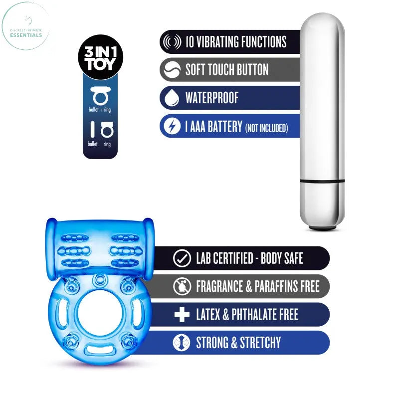 Affordable quality Stay Hard 10-Function Vibrating Bull Ring -  Vibrating Cock Ring  from Blush Novelties by Discreet Intimate Essentials with Discreet Delivery 