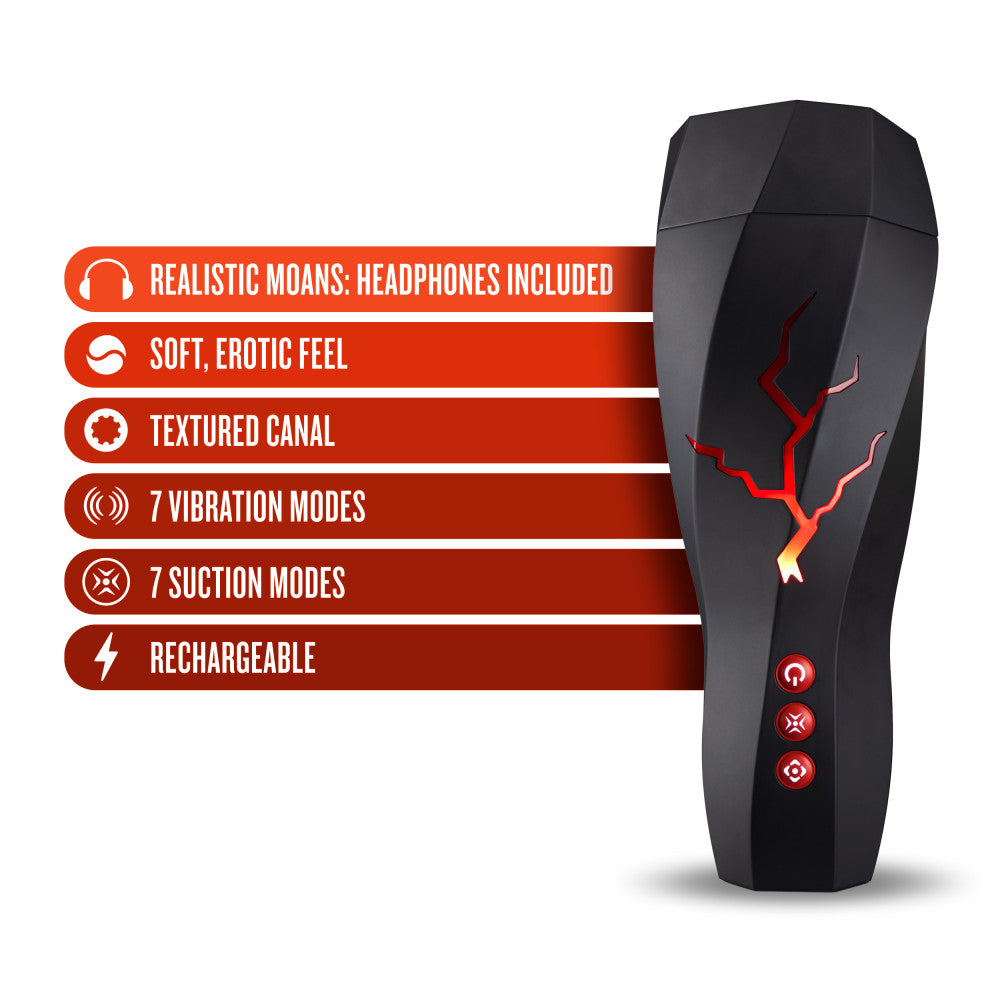 M For Men - Storm - USB Rechargeable Milking & Vibrating Auto Stroker with multiple features and settings.