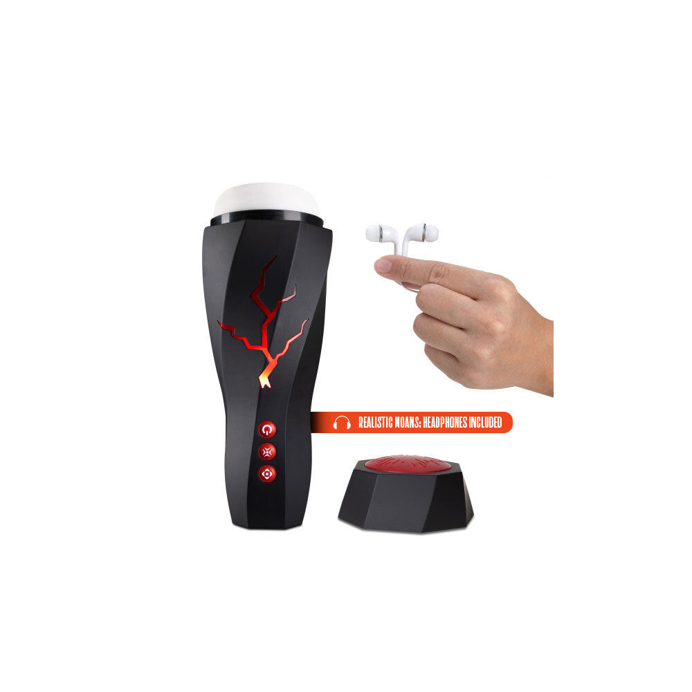 M For Men - Storm - USB Rechargeable Milking & Vibrating Auto Stroker with headphones included for enhanced pleasure.