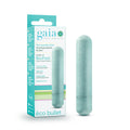 Gaia Eco Bullet - Aqua 8.9 cm (3.5'') Bullet packaging and product image, biodegradable and recyclable vibrator.