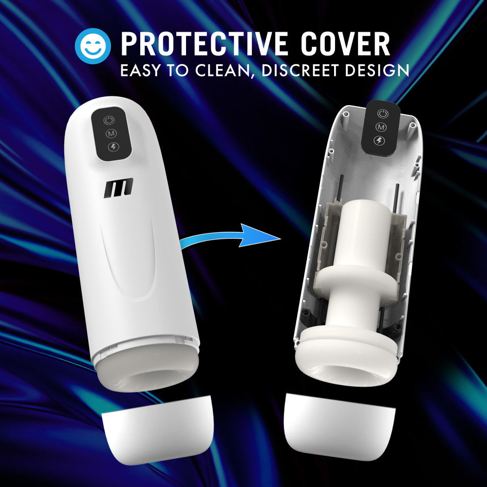 M For Men Robo-Bator -  USB Rechargeable Vibrating Auto Stroker with a protective cover and easy clean design.