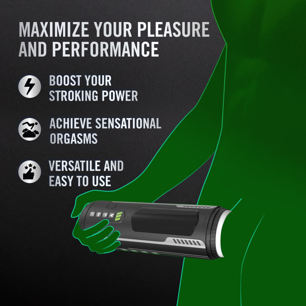 M For Men - Master Blaster - USB Rechargeable Vibrating & Sucking Auto Stroker boosts stroking power for sensational orgasms.