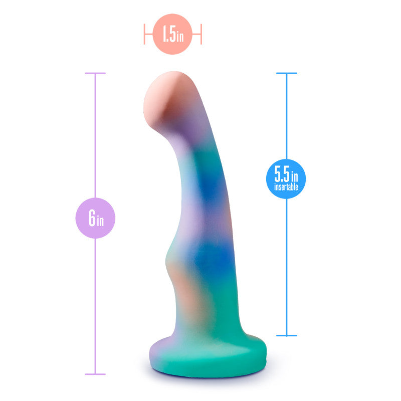 Avant Opal Dreams - Aqua - 15.2 cm Dildo featuring elegant curves and vibrant colors for G spot or P spot stimulation.