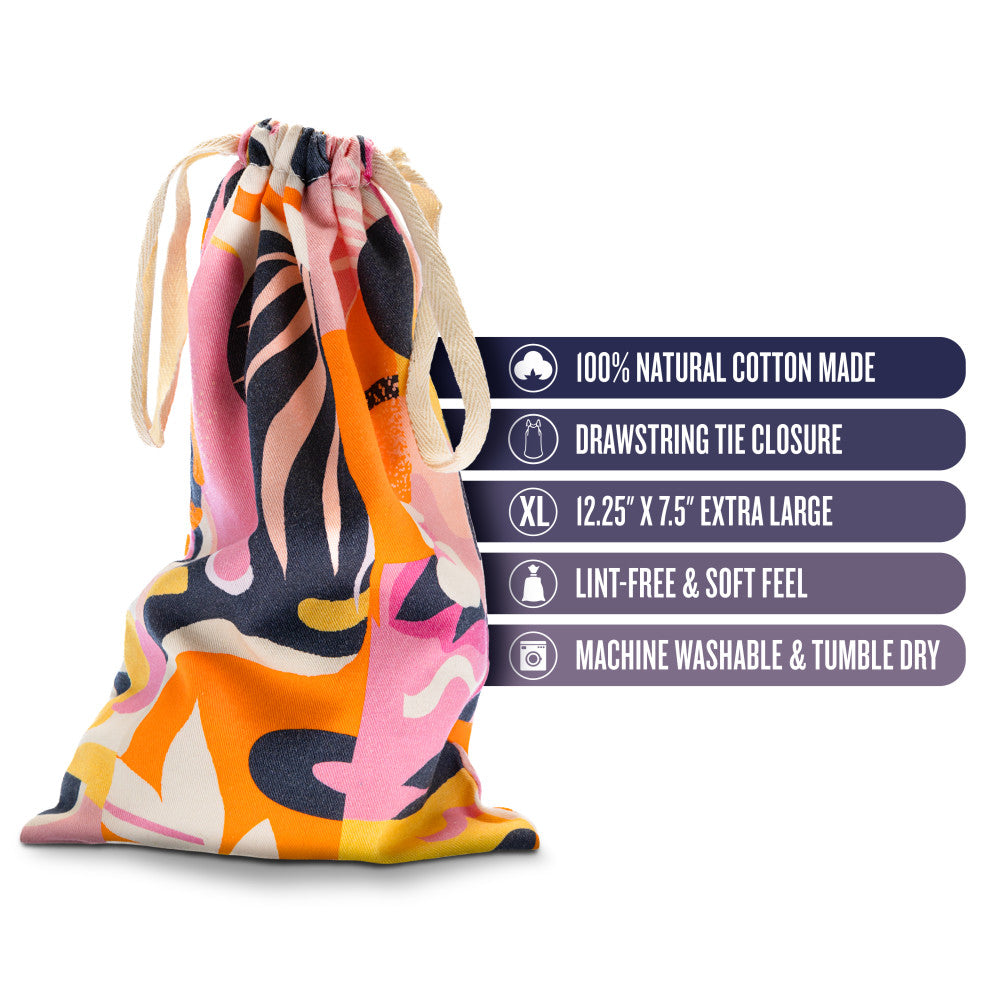 The Collection Burst - Cotton Toy Storage Bag with drawstring closure, lint-free, machine washable, and 100% natural cotton.