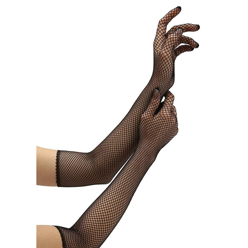 Baci White Label Fishnet Opera Glove -  Gloves showcased on elegant hands, perfect for intimate essentials for her.