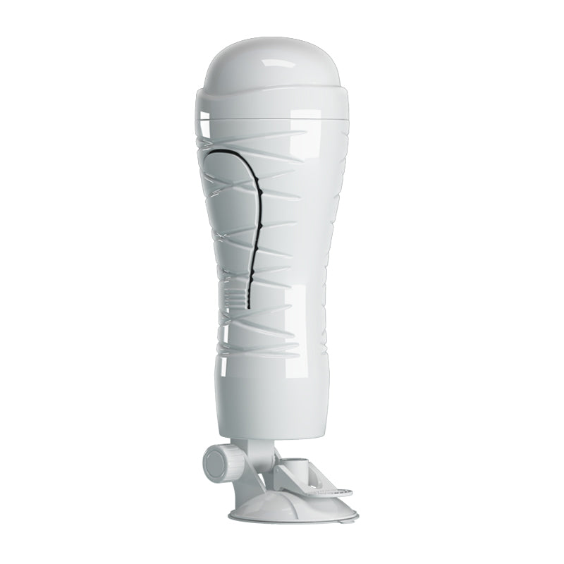 CRAZY BULL Flora Stroker - squeezable vagina stroker with suction base in white color with lifelike texture.