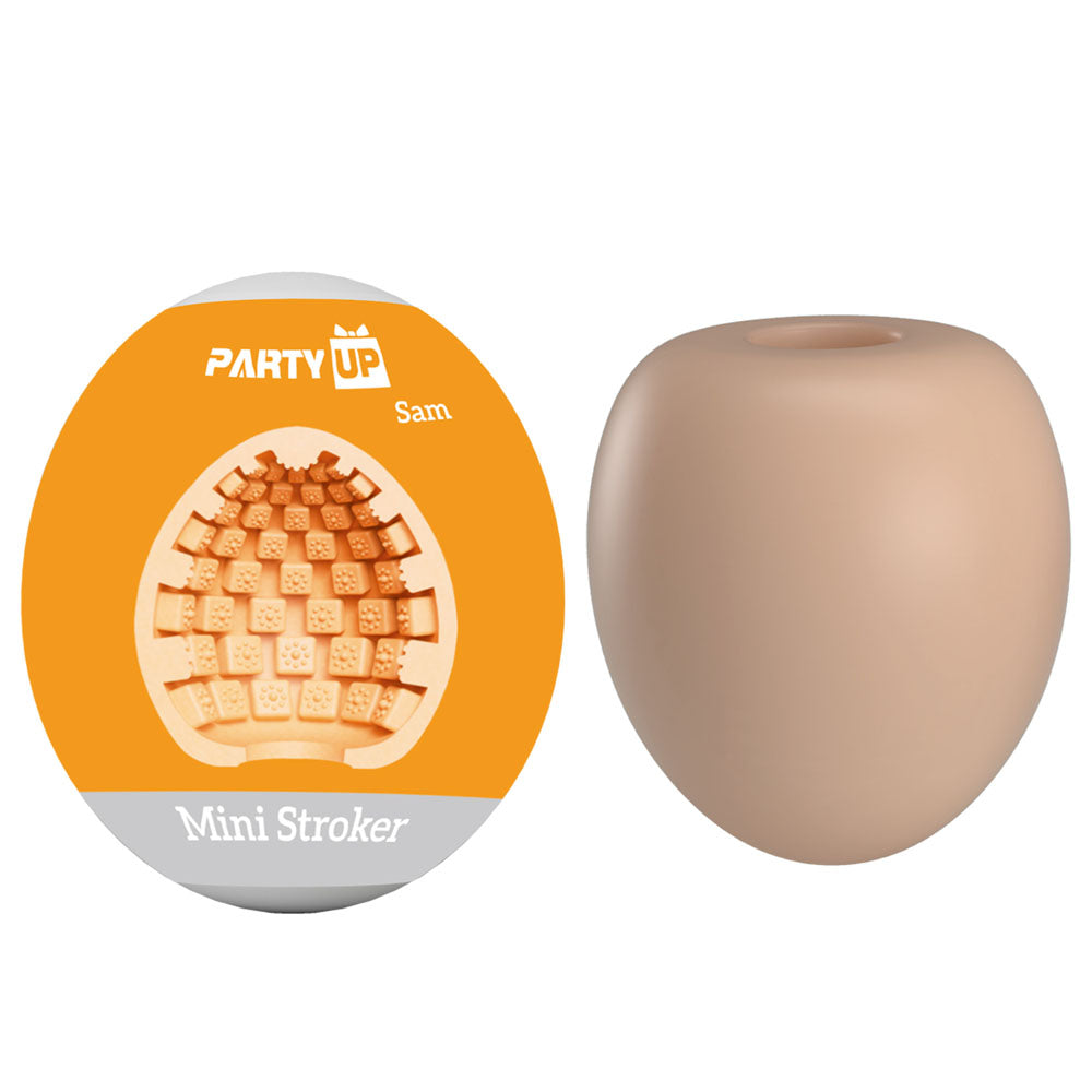 Party Up SAM Mini Stroker - Mini Stroker with ribbed texture for enhanced male pleasure.