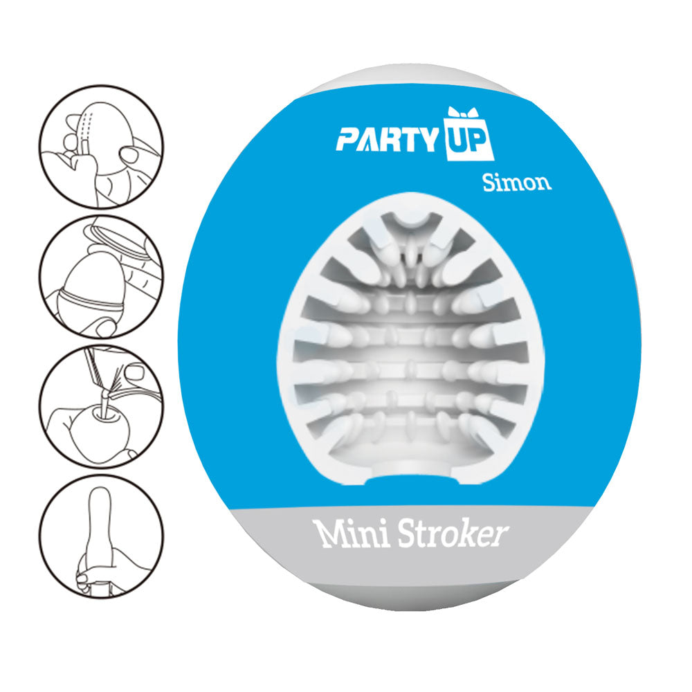 Party Up SIMON Mini Stroker -  Mini Stroker with ribbed texture for enhanced pleasure.