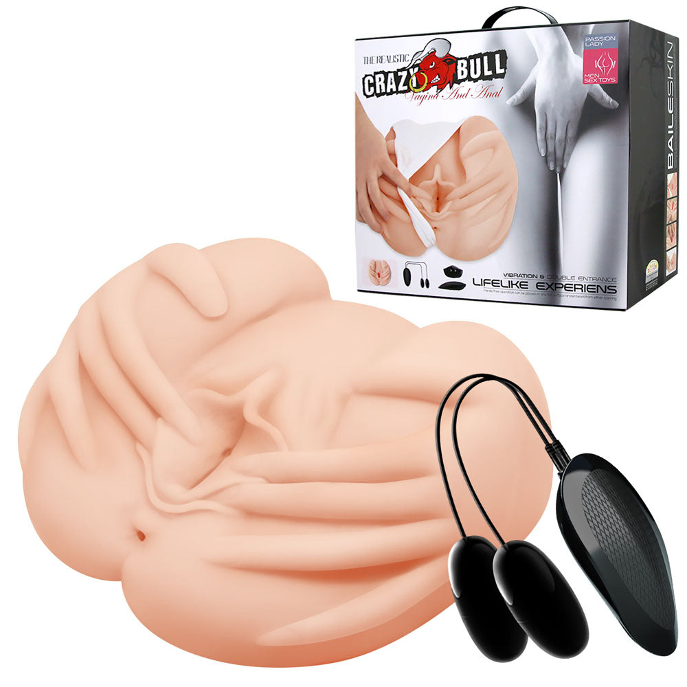 CRAZY BULL Vibrating Spread Torso - vibrating torso masturbator with soft love tunnels and included vibrator.