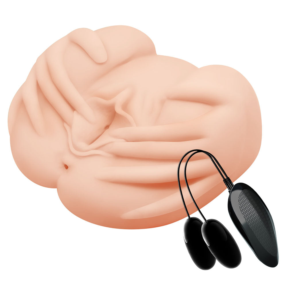 CRAZY BULL Vibrating Spread Torso - Vibrating Spread Torso Masturbator with realistic soft texture and vibrating controls.