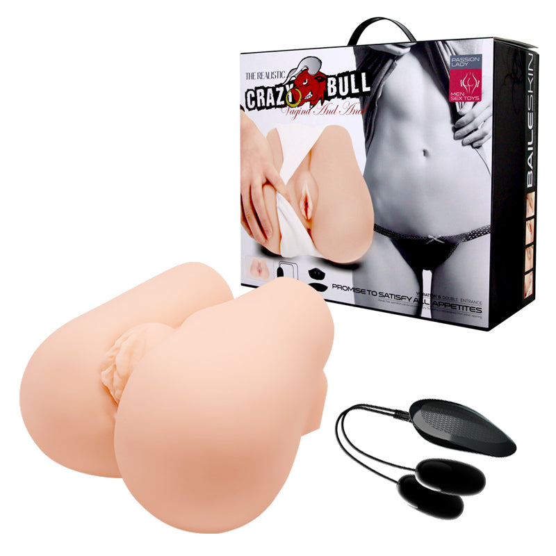 CRAZY BULL Vibrating Missionary Torso - Vibrating torso masturbator with real-skin texture and remote. Ideal for pleasure.