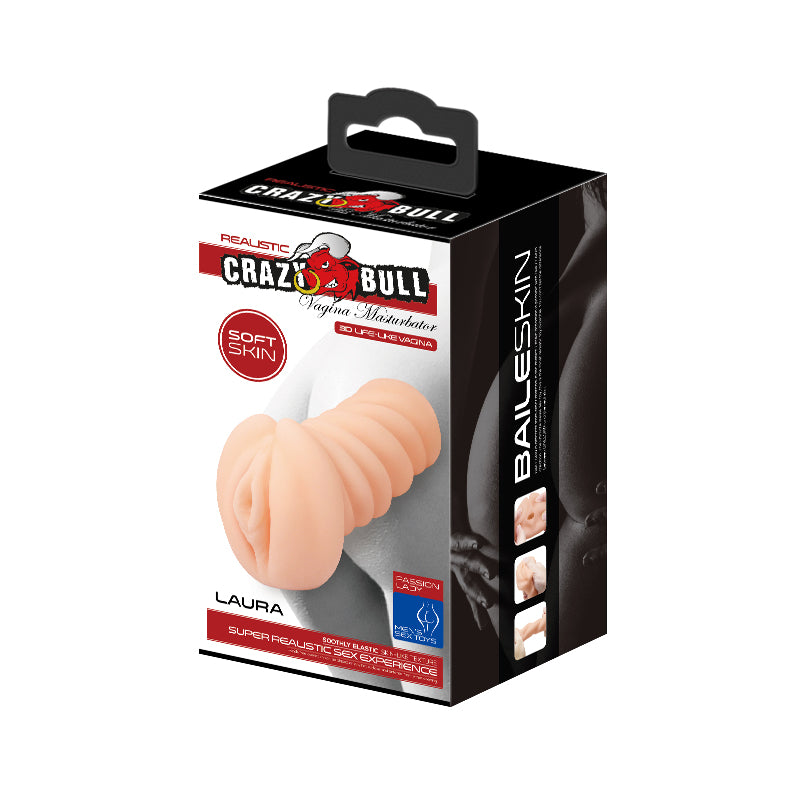 CRAZY BULL LAURA Vagina Stroker - Vagina Stroker packaging with lifelike design and soft skin material.