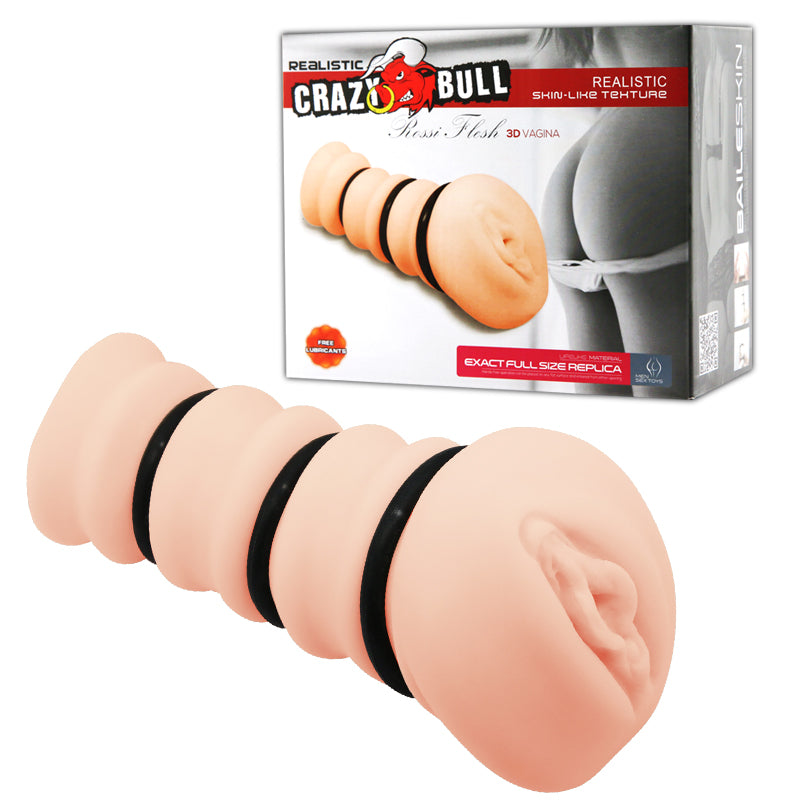 CRAZY BULL ROSSI realistic vagina stroker with tightening rings and ribbed texture for intense pleasure.