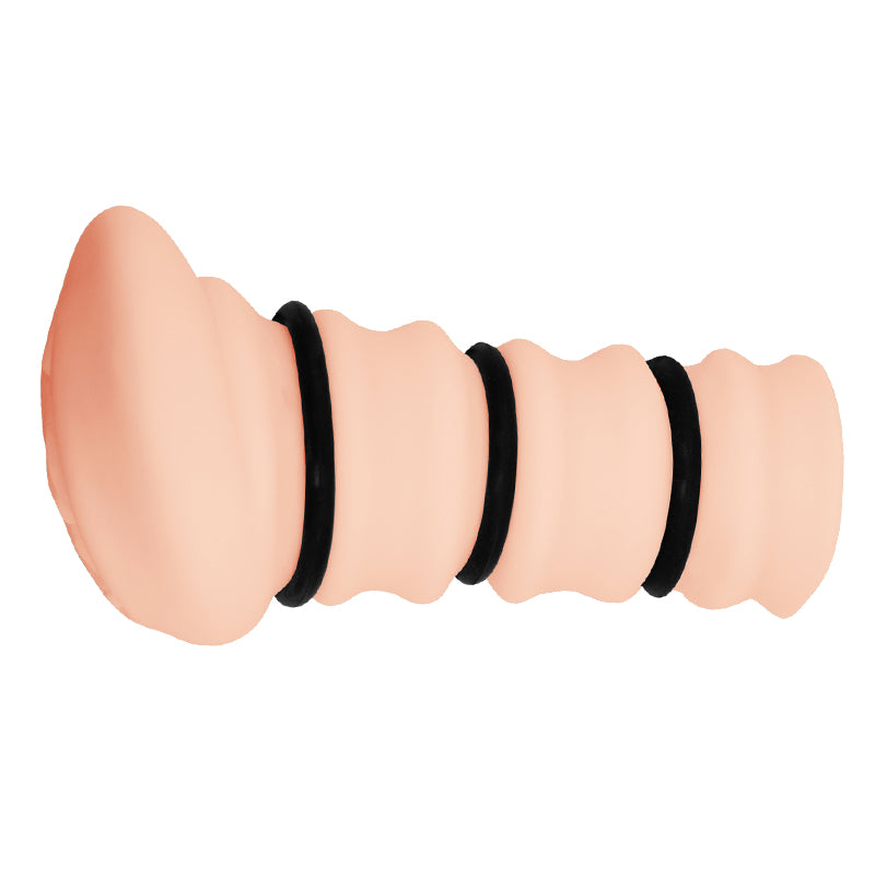 Realistic vagina stroker featuring tightening rings for enhanced pleasure and stimulation.