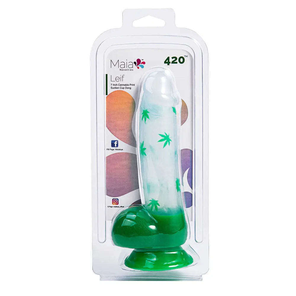 Maia LEIF - Clear/ 17.8 cm Leaf Print Dong Maia Toys Discreet Intimate Essentials.